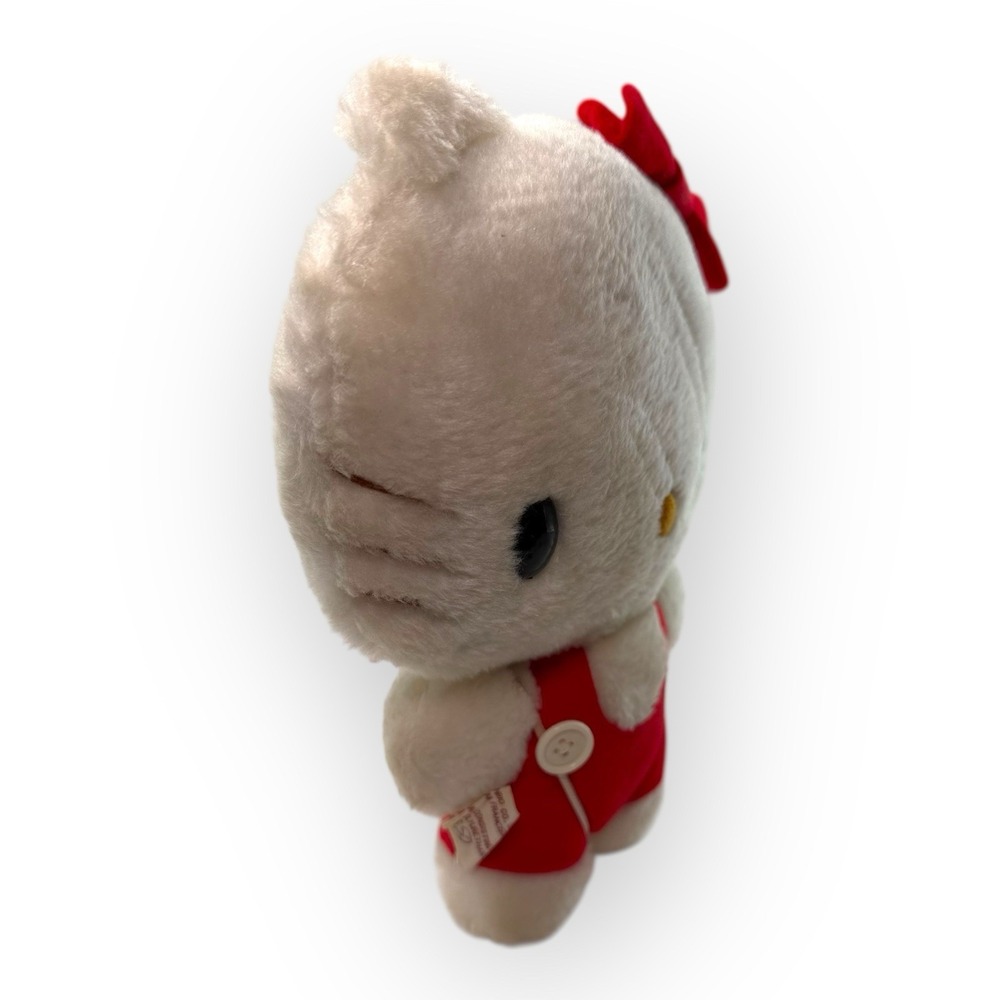 Vintage 1976 Sanrio Hello Kitty Plush 10" Red Overalls w/ Mini Kitty Backpack - Picture 3 of 16